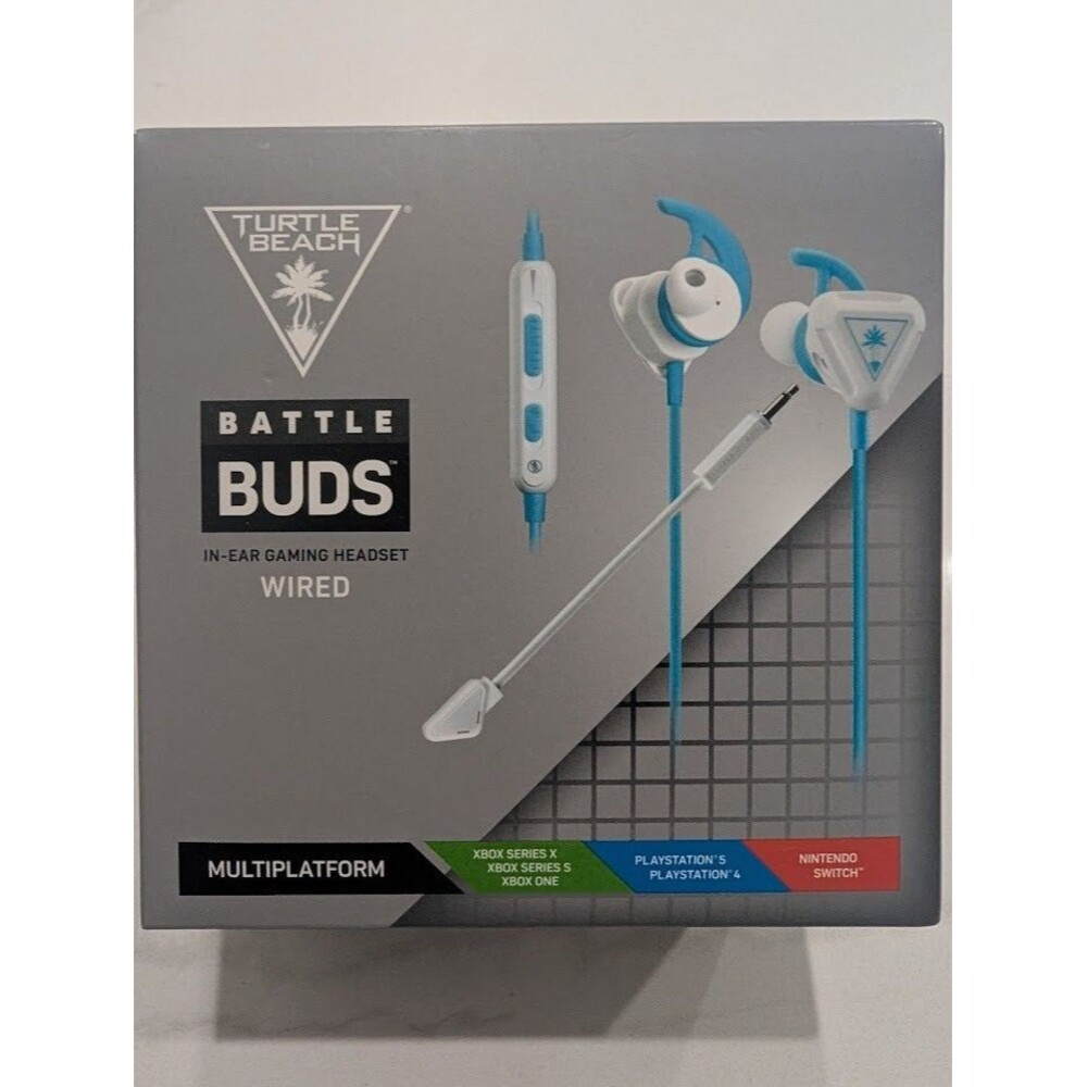 Turtle Beach Battle Buds In-ear Gaming Headset Wired White Teal Earbuds New NIB